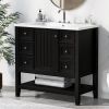 36" Bathroom Vanity with Sink Combo, One Cabinet and Three Drawers, Solid Wood and MDF Board