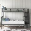 Stairway Twin-Over-Full Bunk Bed with Storage and Guard Rail for Bedroom